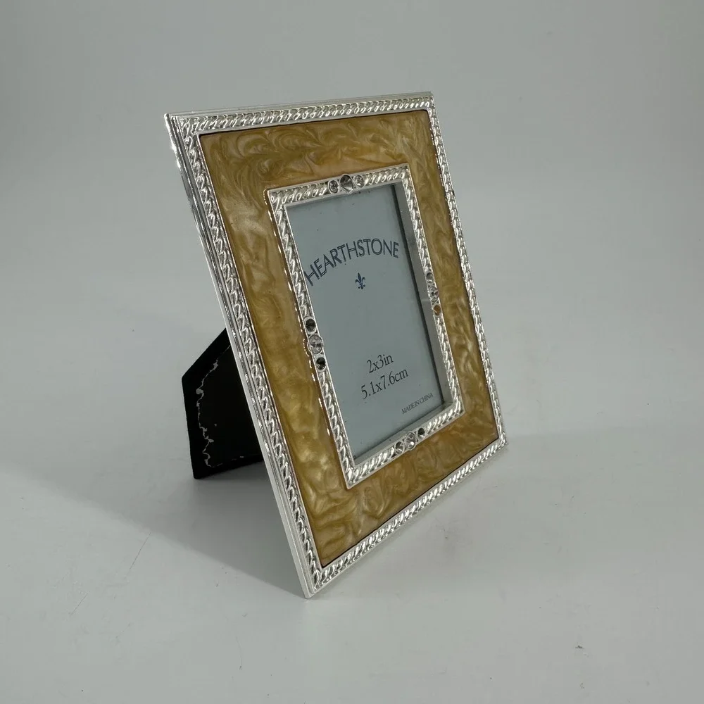 Hearthstone 2x3 Mini Picture Frame - Faux Mother-of-Pearl Resin & Silver-Tone
